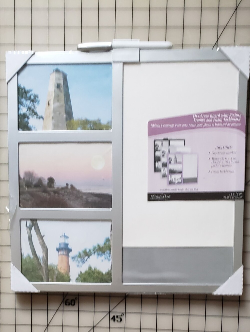 Tapeside 14x14 Silver Wood Dry-Erase Collage Photo Frame